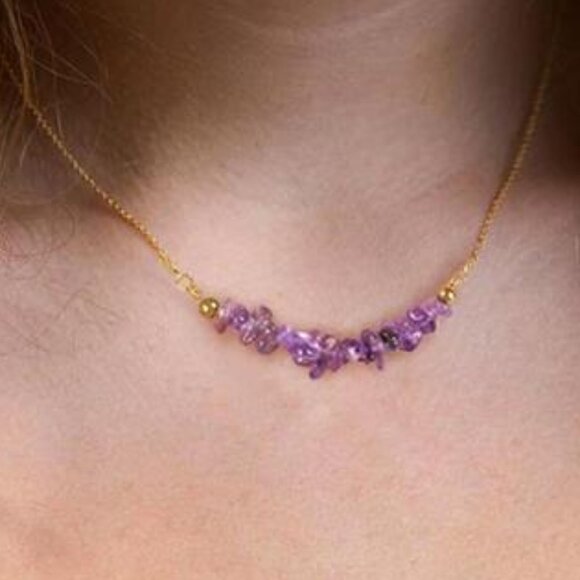 ๐ Layered Stone Necklace | 14K Gold Plated Multi-Chain Pendant - Picture 2 of 6